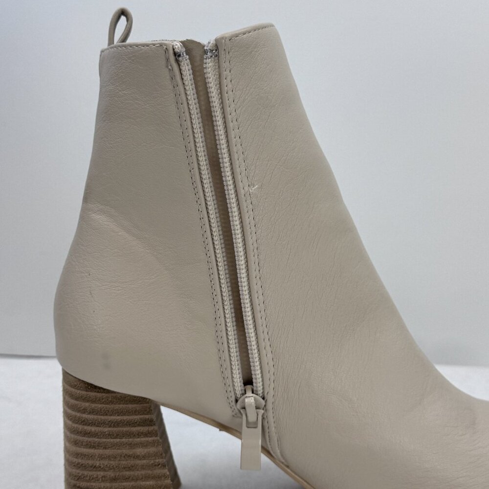 Ccocci Womens 7 Cream Ankle Boots Faux Leather Colleen Block Heels Pointed Zip - Picture 5 of 15